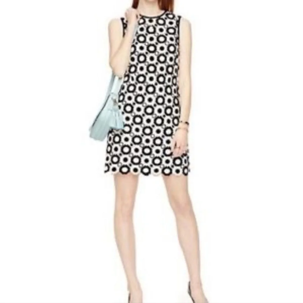 Kate Spade Guipure Retro Shift Dress Black and White Size 4